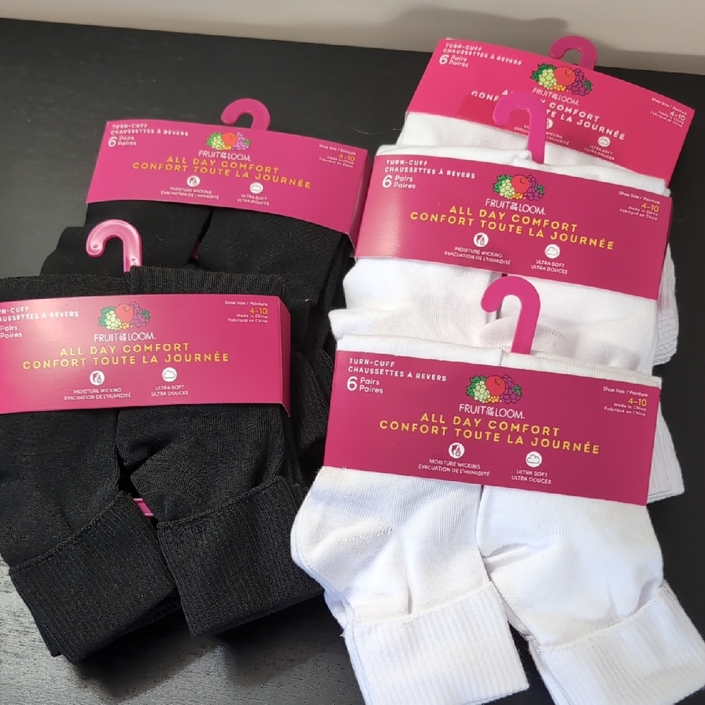Fruit of the Loom Women's Turn Cuff Sox 30 Pairs Size 4-10 NEW